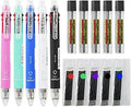 Baile 6 in 1 Multifunctional Pen 0.7 mm Ballpoint Pen 5 Colors and 0.5 mm Mechanical Pencil in One Pen, 5 Pens 5 Ballpen Lead Refills 4 Pencil Lead Refills