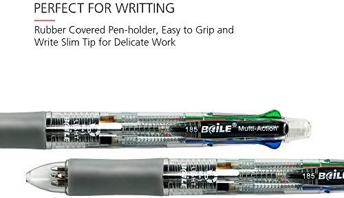 Baile Grip 4+1, 4 Colors 0.7 mm Ballpoint Multi Pen and 0.5 mm Pencil With Eraser In Cap