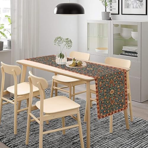 William Morris Table Runner, Rustic Boho Ethnic Flower Original Design Print Table Runner for Home Party Dining Room Kitchen Decor 13x108 Inch