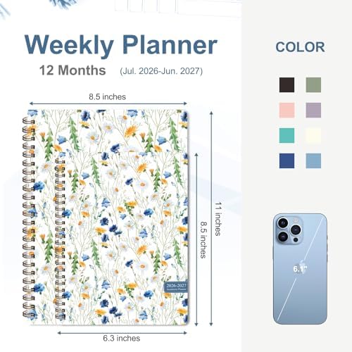 Planner 2026-2027, Weekly and Monthly Academic Planner, July 2026 - June 2027, Hardcover Calendar Agenda Book for School Year Planning, School Supplies for Teacher and Student, A5(6.3'' x 8.5'')