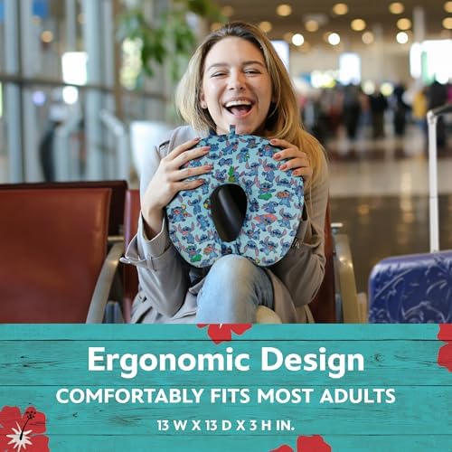 Disney Stitch Kids Travel Neck Pillow for Airplane, Blue