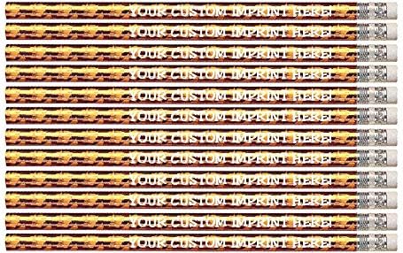 Express Pencils™ Personalized Pencils - Round - Glitz & Glitter Foil Theme -Printed w/your name, message, text or logo - Customizable - Made in USA -Great gift ideas - 12 / Set (ORANGE PRISM)