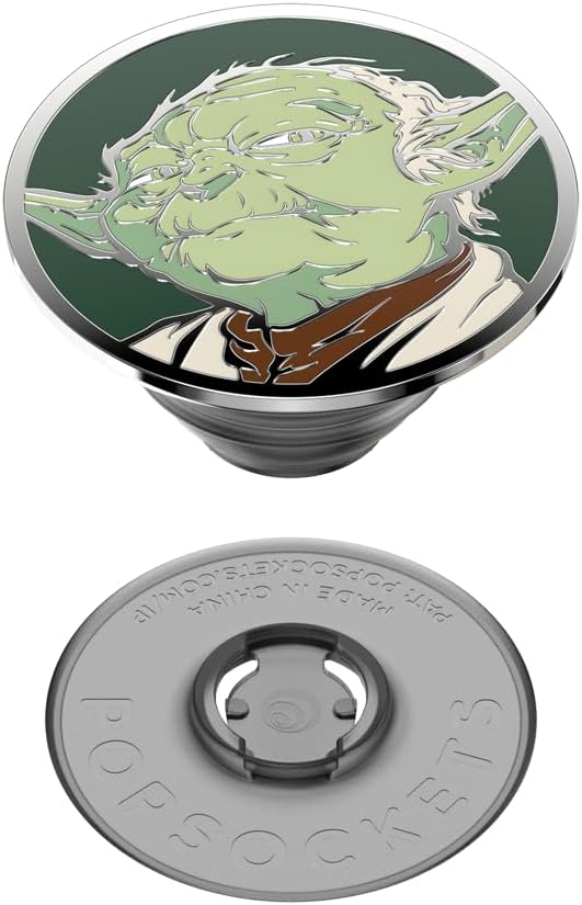 PopSockets Adhesive Phone Grip, Holder- Enamel Yoda | Secure Comfortable Hold, Anti-Drop, Kickstand, Star Wars, Grogu, Electronic Accessories, For iPad/Kindle/iPhone/Android