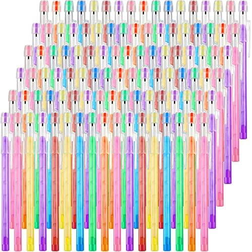 Crtiin 200 Pack HB Colorful Stackable Pencils, Translucent Multipoint Non-sharpening Stackable Pencil with Matching Eraser for Girls Students Teachers Office Supplies Rewards, 7 Colors