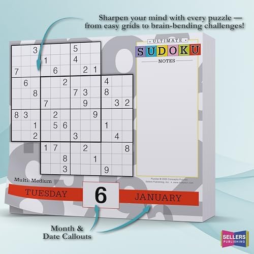 Ultimate Sudoku 2026 Daily Desk Calendar: Boxed Page-a-Day Puzzle Calendar with Day-to-Day Classic, Irregular, Multi, Odd/Even, Diagonal & Sum Variants