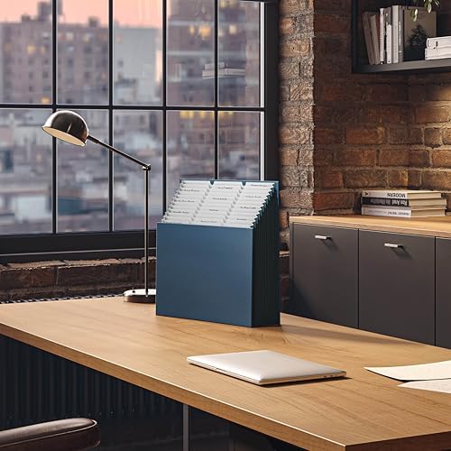 Smead Expanding 12-Pocket Stadium File, 12.75" x 13.75" x up to 11.75", Navy (70211)