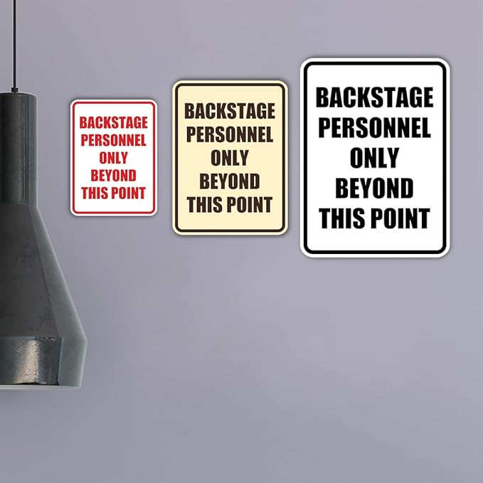 Portrait Round Backstage Personnel Only Beyond This Point Door or Wall Sign Easy Installation | Music | Concert | Festivals Sign (Brushed Gold) - Large (10 Pack)