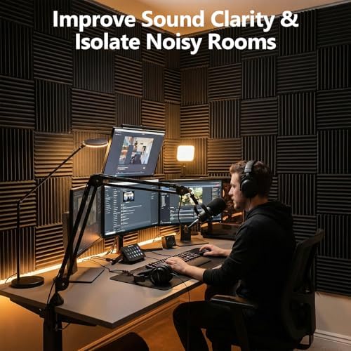80 Pack Acoustic Foam Panels,1"X 12" X 12"Sound Proof Foam Panels,High Density Sound Absorbing Panels,Soundproof Wedges Panels for Studio Recording & Office & Home