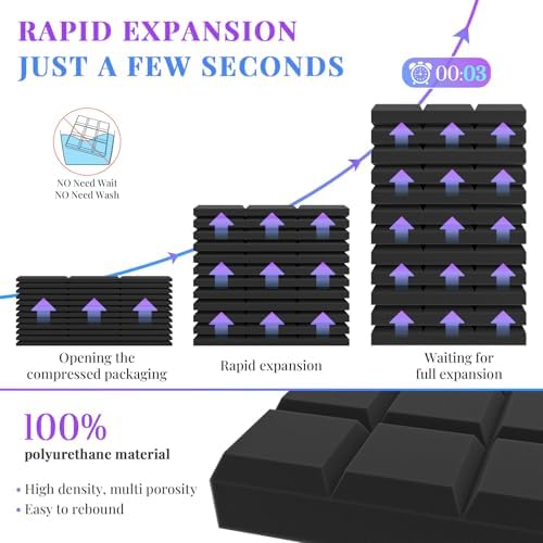 JBER 24 Pack Acoustic Foam Panels, 9 Blocks Studio Foam Sound Insulation