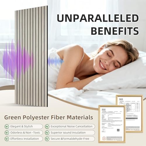 TO-TH Soundproof Wall Panels Wood Grain Acoustic Panel 10 Pack, Natural Oak