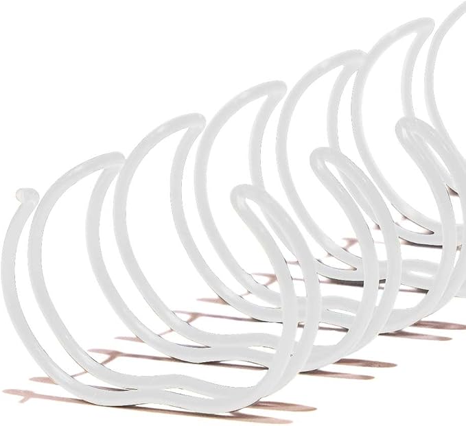 20mm (3/4 in.) Double Loop Binding Spines | 11 in. Length for Letter Size or Smaller Projects | 2:1 Pitch | 160 Sheet Binding Capacity | White | 50 Pack