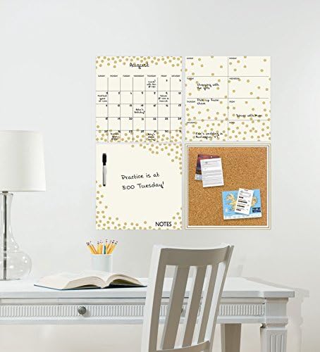 Wall Pops WPE1503 Gold Confetti Organization Kit, White & Off-White