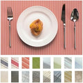Placemats Set of 12 Vinyl/Plastic Woven Place Mats for Kitchen Table Indoor/Outdoor Washable Placemat Wipeable Dining Table Mats (Red Stripes,12)
