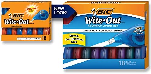 BIC Wite-Out Brand EZ Correct Correction Tape, Applies Dry, Translucent Dispenser Shows How Much Tape is Remaining (Pack of 9, 162 Count Total)