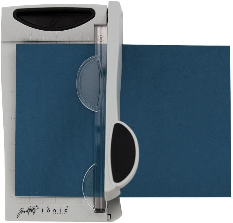 Tim Holtz Mini Paper Cutter - Small Portable Guillotine Paper Trimmer for Crafts, Photo Paper, and Card Making - 6.25 Inch Cutting Length with Ruler and Grid Lines