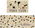 Ghost Black Cat Halloween Kitchen Rugs and Mats Set of 2, (17"x47"+17"x30") Gothic Cute Spooky Season Pumpkin Trick Or Treat Non Skid Washable Runner Rugs for Home Decor Decorations and Accessories