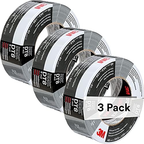 3M All Purpose Duct Tape DT8, Silver, 1.88 in x 60 yd, 8 mil, 3 Roll/Pack