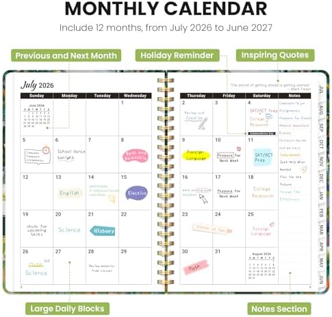 ZOTIA Planner 2026-2027 Jul 2026-Jun 2027 Academic Monthly & Weekly Planner