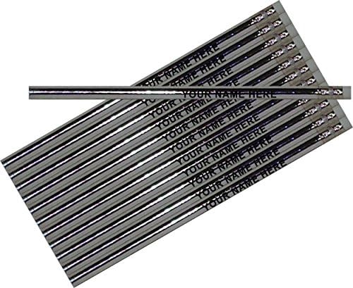 ezpencils - Personalized Metallic Silver Round Pencil - 12 pkg - ** FREE PERZONALIZATION **