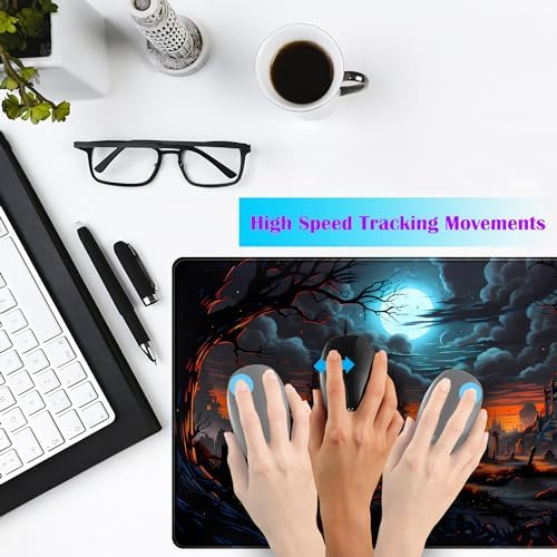 Dark Fantasy Castle Desk Pad Extended Gaming Mouse Pad, XXL Large Computer Laptop Keyboard Wireless Mouse Mat, Office Desk Decor Mousepad Deskmat with Stitched Edges Matt 31.5x15.7 in