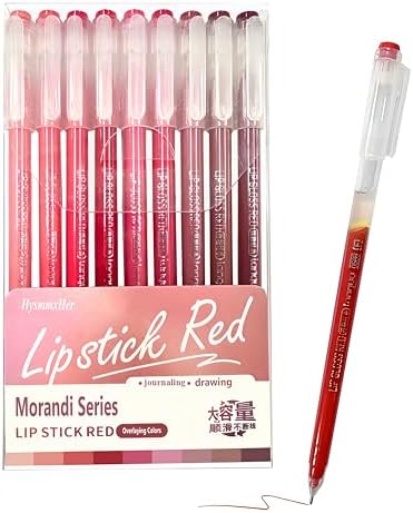 9 Colored Gel Pens Set, 0.6mm Fine Point for Black Paper & White Paper, Pens for Journaling, Adult Coloring Books, Bible, Drawing, Note Taking, Art & Journaling Supplies (Lip Glaze Red)