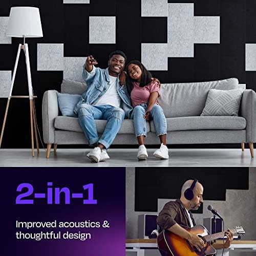 Acoustic Panels 12-Pack Soundproof Wall Panels 12"X12"X0.4" Sound Panels High Density Sound Dampening Panels - [Deep Black Square]