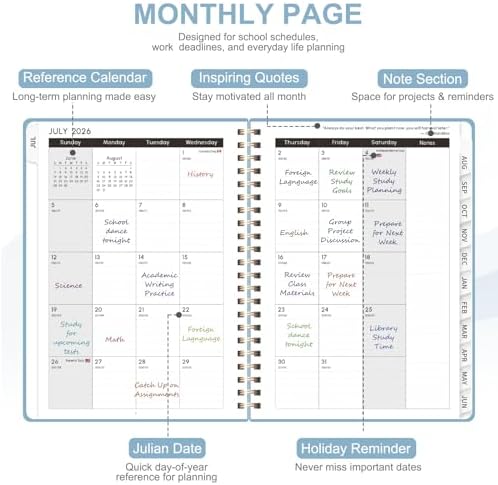 Planner 2026-2027, Weekly and Monthly Academic Planner, July 2026 - June 2027, Hardcover Calendar Agenda Book for School Year Planning, School Supplies for Teacher and Student, A5(6.3'' x 8.5'')