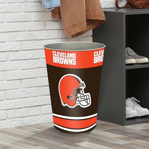 FANMATS 34640 NFL - Cleveland Browns Wastebasket | Brown | 15"x10.5"x10.5" | Primary Logo, Helmet, & Wordmark