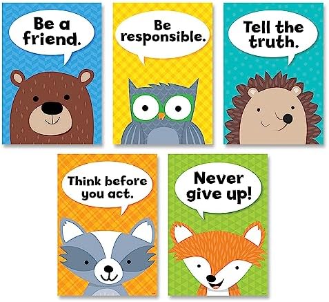 CTP Woodland Friends Character Traits Inspire U 5-Poster Pack, 13 3/8" x 19" (Creative Teaching Press 8697)