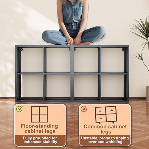 4 Cube Organizers and Storage, Open Shelf Storage, Includes 4 Corner Bumpers, Space-Saving Vertical Storage for Living Room, Home Office, 41.7" H x 27.6" W x 11.8" D, Black