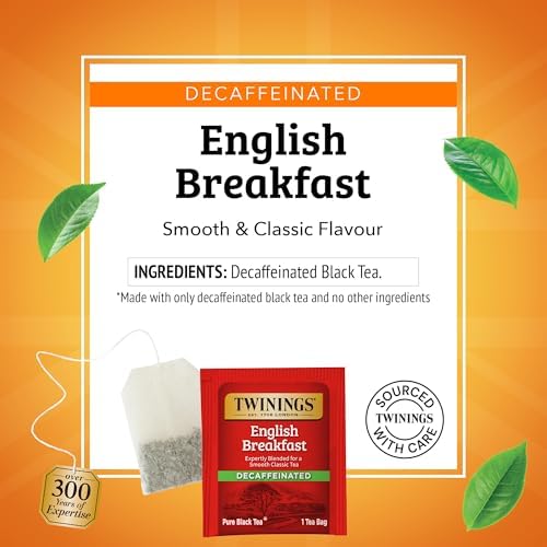 Twinings Decaffeinated English Breakfast Black Tea Bags, 50 CT Box (6 Pack)