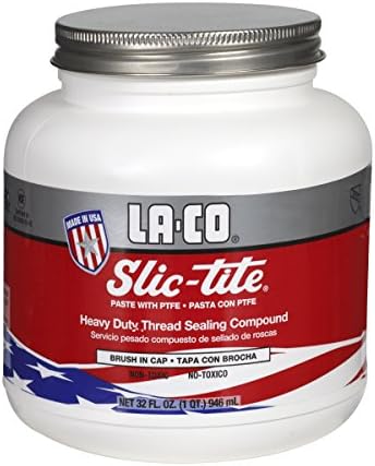 LA-CO 42049 Slic-Tite Premium Thread Sealant Paste with PTFE, Non Hardening, -50 to 500 Degree F Temperature, 1 qt Jar with Brush in Cap, Made in USA