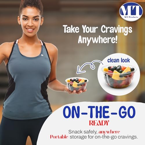 MT Products Plastic Acai Fruit Bowl 16 oz. - Disposable Salad Bowl with Lids (Pack of 5) - Made in the USA
