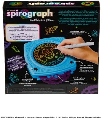 Spirograph Doodle Pad– Arts and Crafts, Scratch Art, LCD Writing Tablet for Kids, Kids Toys, Art Supplies, Drawing Kit, Spiral Art, Double-Sides Stylus, Build-in Storage, Stencils Included, Ages 5+
