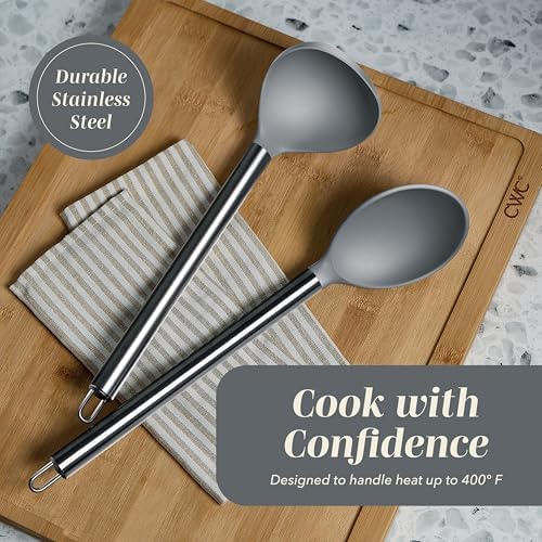 COOK WITH COLOR Silicone Cooking Utensils, Kitchen Utensil Set, Easy to Clean Silicone Kitchen Utensils, Cooking Utensils for Nonstick Cookware, Kitchen Gadgets Set, 10 Pieces, Grey Ombre