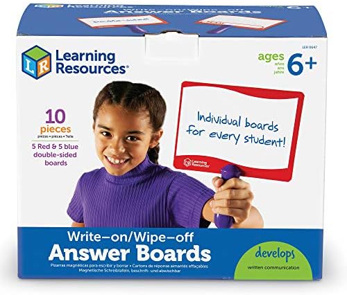 Learning Resources Write-on / Wipe-off Answer Boards, Set of 10 Erasable Boards, Ages 6+