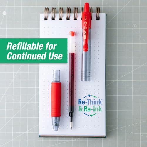 PILOT G2 Premium Rolling Ball Gel Pens, Fine Point 0.7mm, Red Ink, 14-Pack