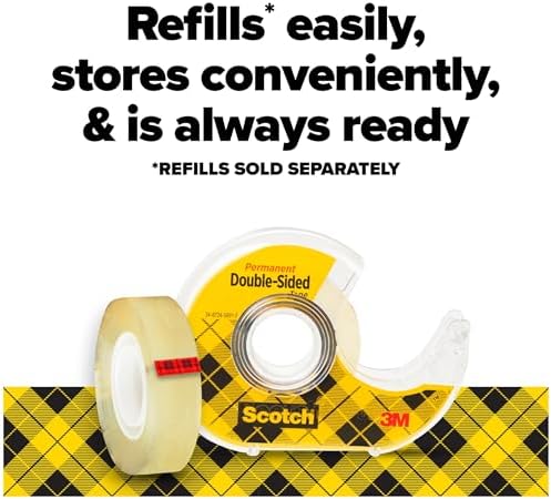 Scotch Double Sided Tape, 1/2 in x 500 in, 6 Dispensered Rolls (Pack of 16, 96 Count Total)