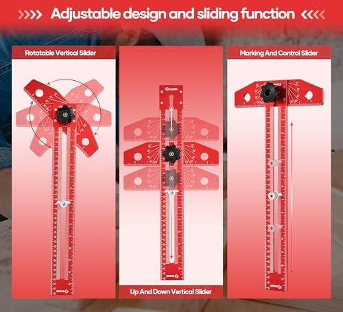 Saker Woodworking Scriber Marking Line Ruler,Aluminum Alloy T-Square