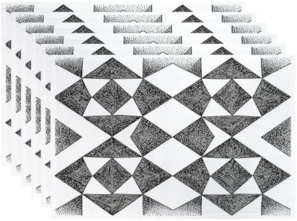 Batmerry Houndstooth Black White Linen Placemats Set of 6, Plaid Abstract Fashion Geometric Washable Table Mats for Kitchen Table Thickened Heat Insulation Dining Set Indoor Outdoor 12X18 in