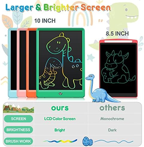 FLUESTON LCD Writing Tablet, Doodle Board Gifts for 3-8 Year Old Girls Boys, 10 Inch Colorful Electronic Board Drawing Pad for Toddlers, Christmas Birthday Gifts for Kids，Erase Lock Writing Board