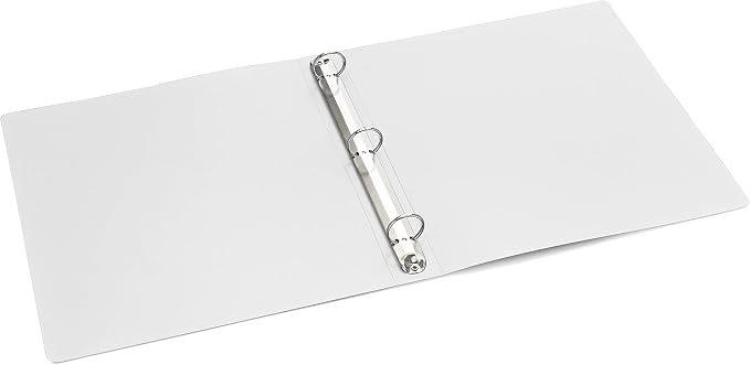 Premium Economy 3 Ring Binder, 1 Inch Pull-Open Round Rings, Holds 175 Sheets, Flexible, Lightweight, 4-Pack, Side Opening, White