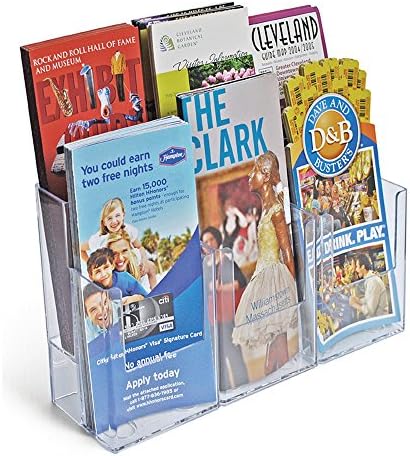 Azar Displays 252808 12.5" W x 3.75" D x 7" H 6-Pocket Tri-Fold Brochure Counter Display (2 Pack)