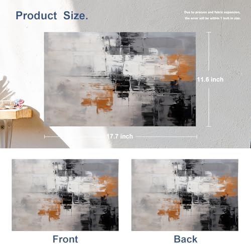Batmerry Abstract Art with Blocks Color Linen Placemats Set of 4, Colorful Geometric Washable Table Mats for Kitchen Table Thickened Heat Insulation Dining Set Indoor Outdoor 12X18 in