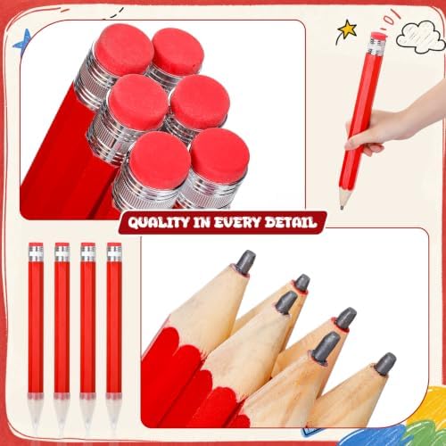 Tinlade 6 Pcs Wooden Jumbo Pencils for Prop, Funny Huge Red Giant Pencil 14 Inch for Home and School Supplies, Kids, Preschoolers
