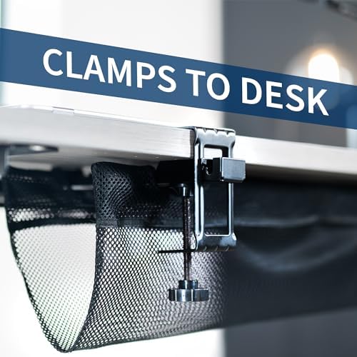 VIVO No Drill Clamp-on 44 inch Mesh Net Under Desk Cable Management Wire Organizer, Adjustable Home Office Standing Desk Cord Storage Sleeve, Black, DESK-AC44MH