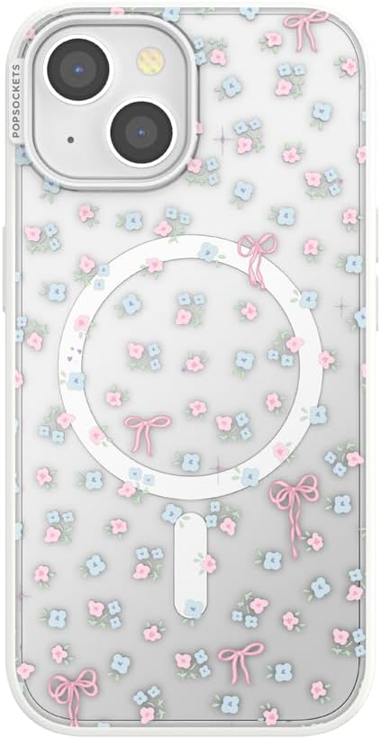 PopSockets iPhone 15 Phone Case with MagSafe, Wireless Charging Compatible, Bow - Bows & Blooms