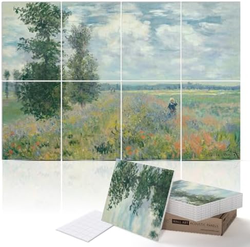 PINWELIFE® Masterpiece Acoustic Art Panels, 8-Pack 12"×16" Sound Absorbing Panels, Decorative Acoustic Wall Art, Noise and Echo Cancelling for Home Studio/Office, Nano Tape Included