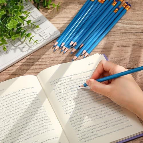 Sivak 100 Pack Checking Pencils with Eraser Erasable Colored Pencils Presharpened Checking Correcting Pencils Grading Pencils for Drawing Art Checking Map Coloring Tests Grading Tests (Blue)