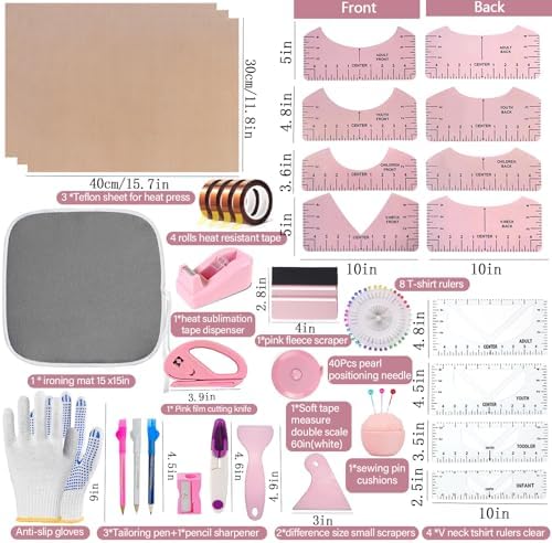 QUKLOGEN Sublimation Shirts Tool Kits with Portable mat for Ironing